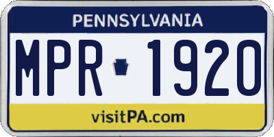 PA license plate MPR1920