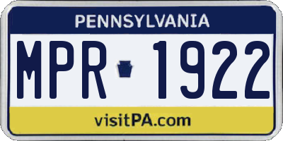 PA license plate MPR1922