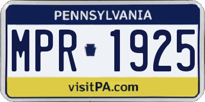 PA license plate MPR1925