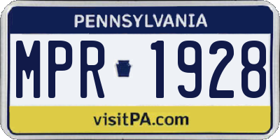 PA license plate MPR1928