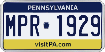 PA license plate MPR1929