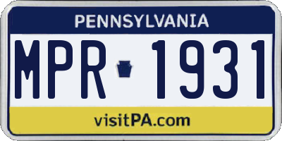PA license plate MPR1931