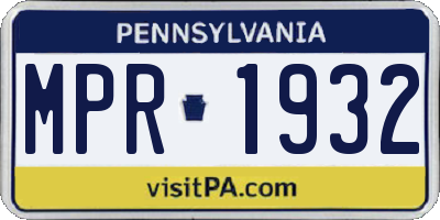 PA license plate MPR1932