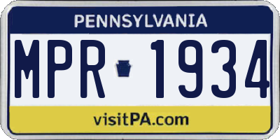 PA license plate MPR1934