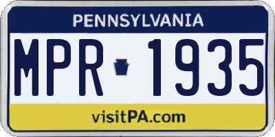 PA license plate MPR1935