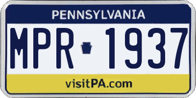PA license plate MPR1937