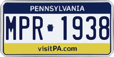 PA license plate MPR1938