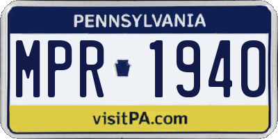 PA license plate MPR1940