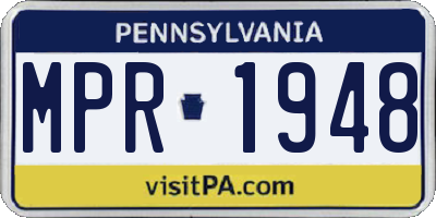 PA license plate MPR1948