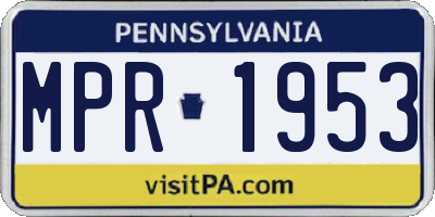 PA license plate MPR1953