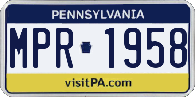 PA license plate MPR1958