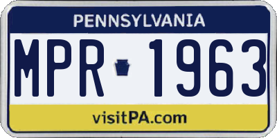 PA license plate MPR1963