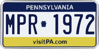 PA license plate MPR1972