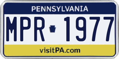 PA license plate MPR1977