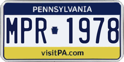 PA license plate MPR1978