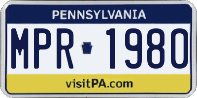 PA license plate MPR1980