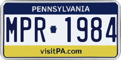 PA license plate MPR1984