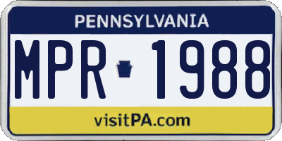 PA license plate MPR1988