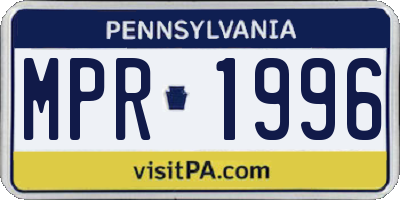 PA license plate MPR1996