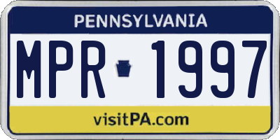 PA license plate MPR1997