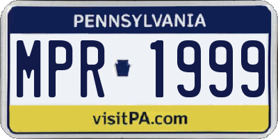 PA license plate MPR1999