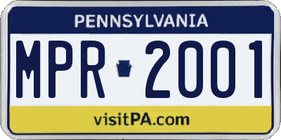 PA license plate MPR2001