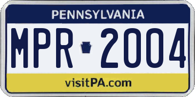PA license plate MPR2004