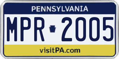 PA license plate MPR2005