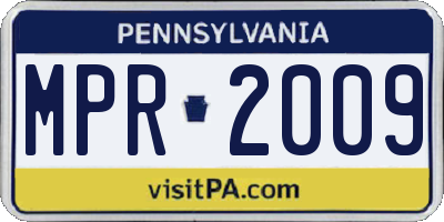 PA license plate MPR2009