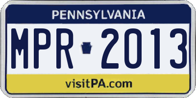 PA license plate MPR2013