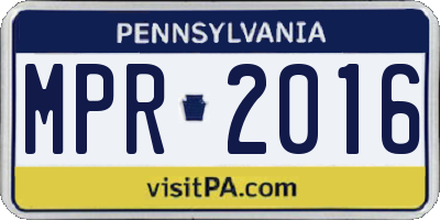 PA license plate MPR2016
