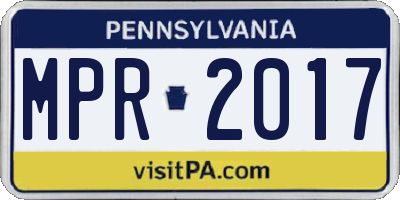 PA license plate MPR2017