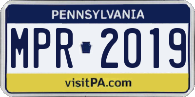 PA license plate MPR2019