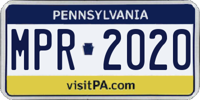 PA license plate MPR2020