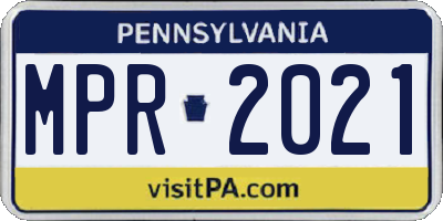 PA license plate MPR2021