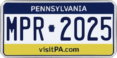 PA license plate MPR2025