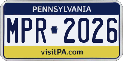 PA license plate MPR2026