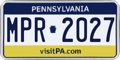 PA license plate MPR2027