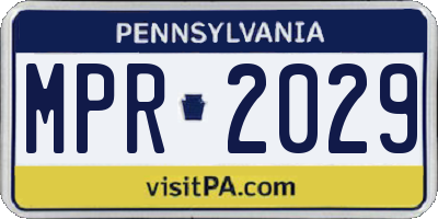 PA license plate MPR2029