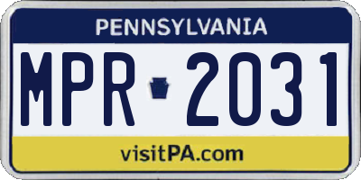 PA license plate MPR2031