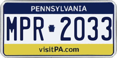 PA license plate MPR2033
