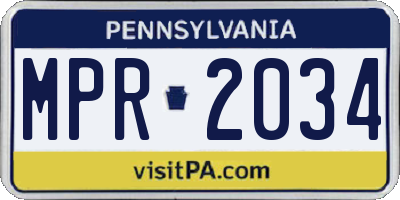 PA license plate MPR2034