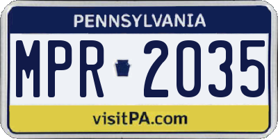 PA license plate MPR2035