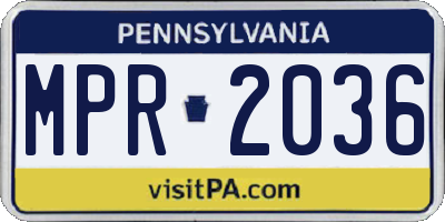PA license plate MPR2036