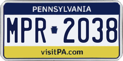 PA license plate MPR2038