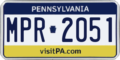 PA license plate MPR2051