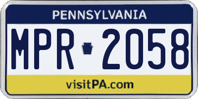 PA license plate MPR2058