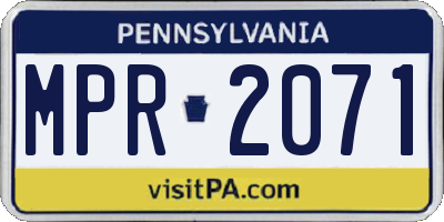 PA license plate MPR2071