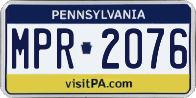 PA license plate MPR2076