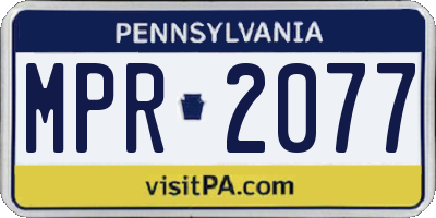 PA license plate MPR2077